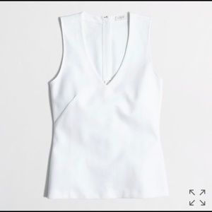 J. Crew White Sleeveless V-Neck Shell